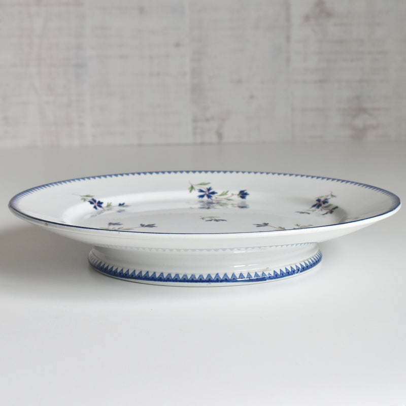 Antique pedestal plate, Émile Bourgeois "Bleuet" (cornflower)