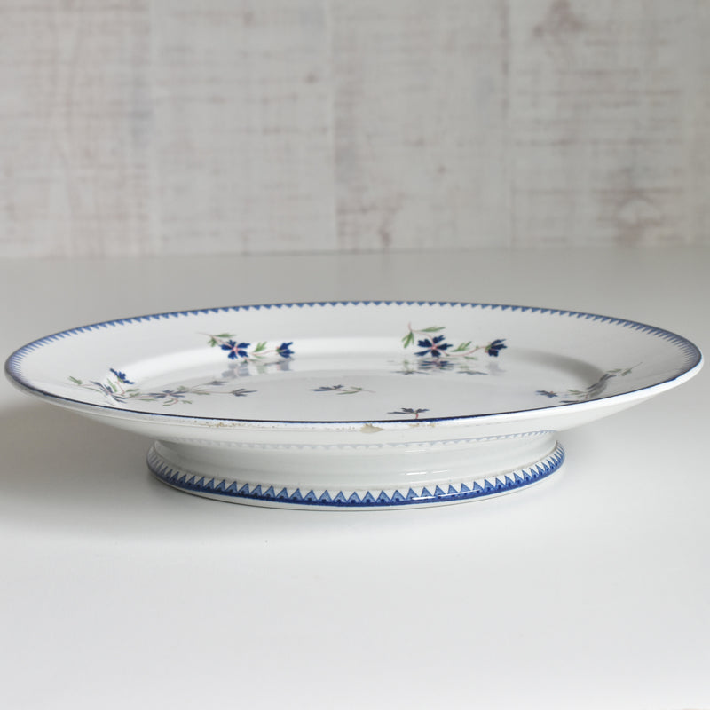 Antique pedestal plate, Émile Bourgeois "Bleuet" (cornflower)