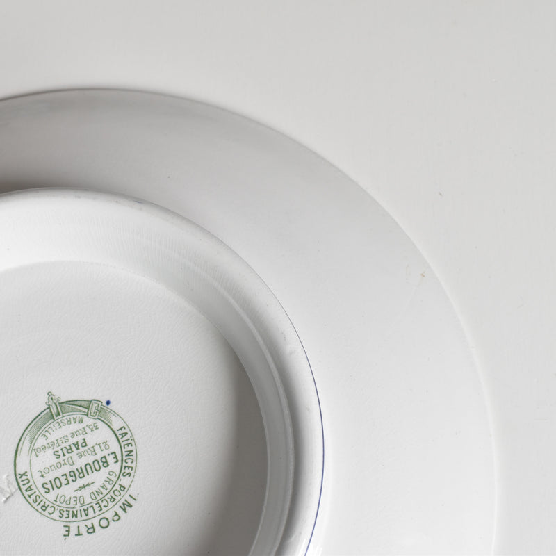Antique pedestal plate, Émile Bourgeois "Bleuet" (cornflower)
