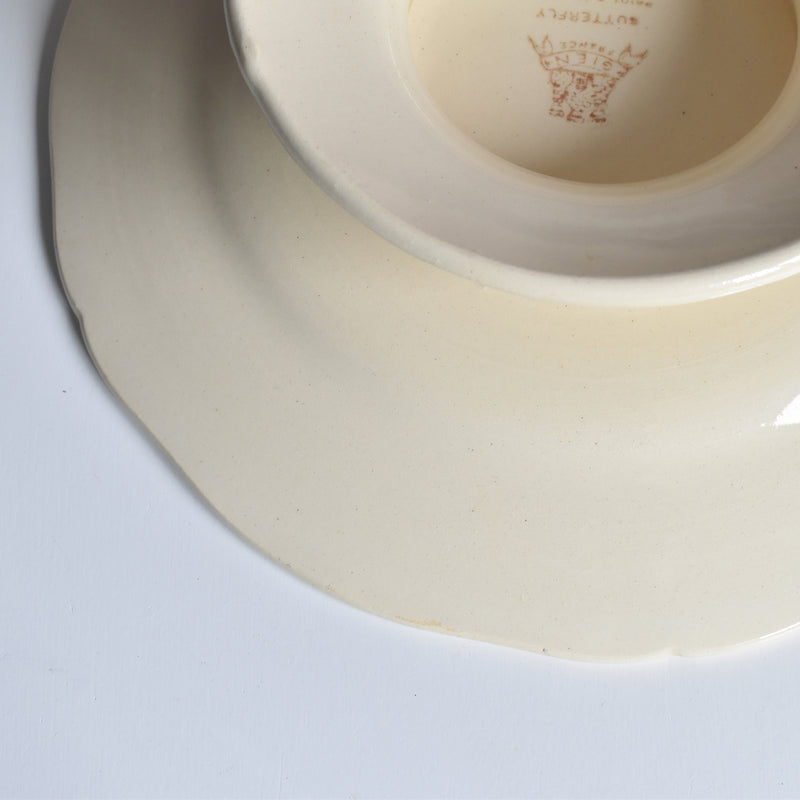 Vintage Gien Butterfly Pedestal Plate