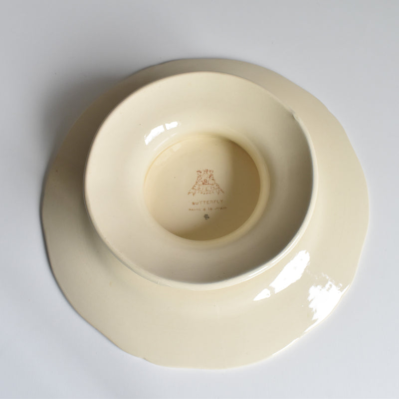 Vintage Gien Butterfly Pedestal Plate