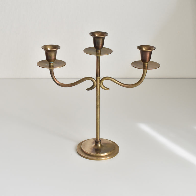 Vintage Brass Candlestick Holder for 3 Candles