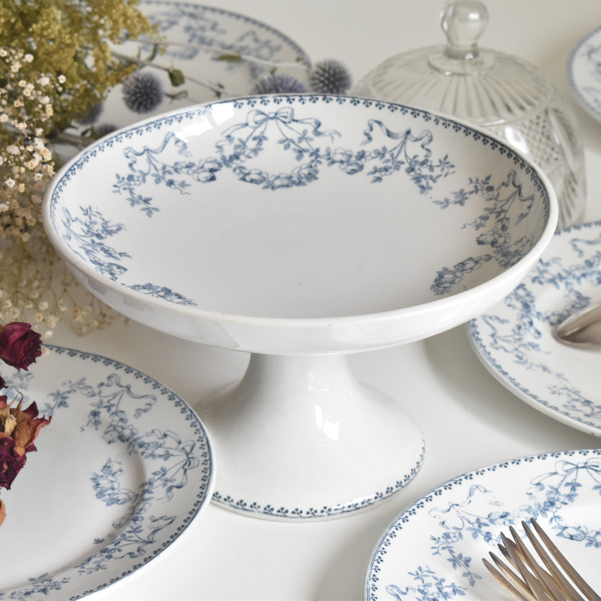 フランス アンティーク サルグミンヌ モーツァルト コンポティエ antique-compote-sarreguemines-