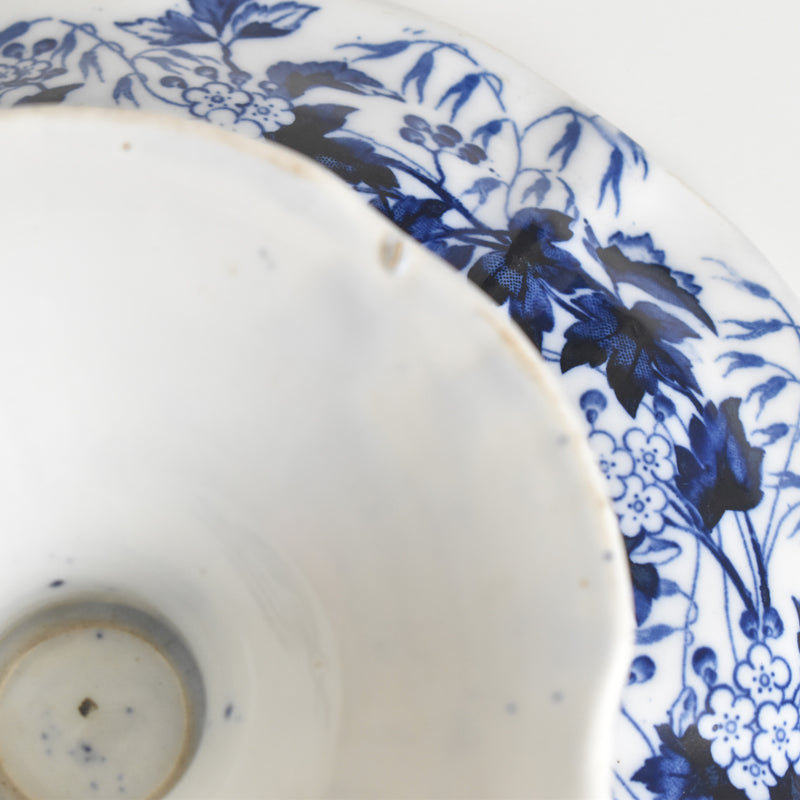 Antique Compote Dish Creil-Montereau Flora / Hawthorn