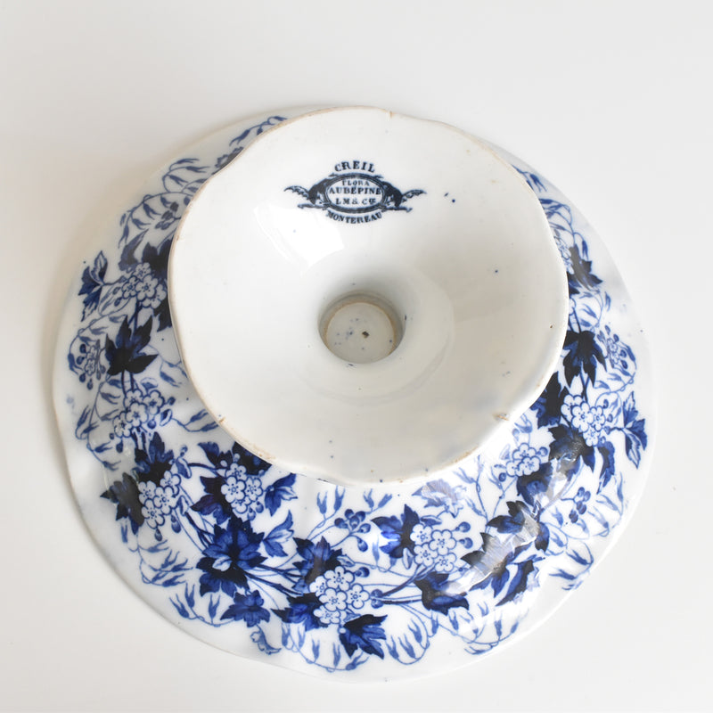 Antique Compote Dish Creil-Montereau Flora / Hawthorn