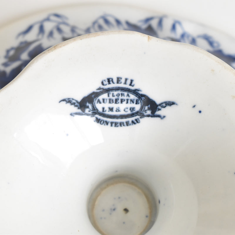 Antique Compote Dish Creil-Montereau Flora / Hawthorn