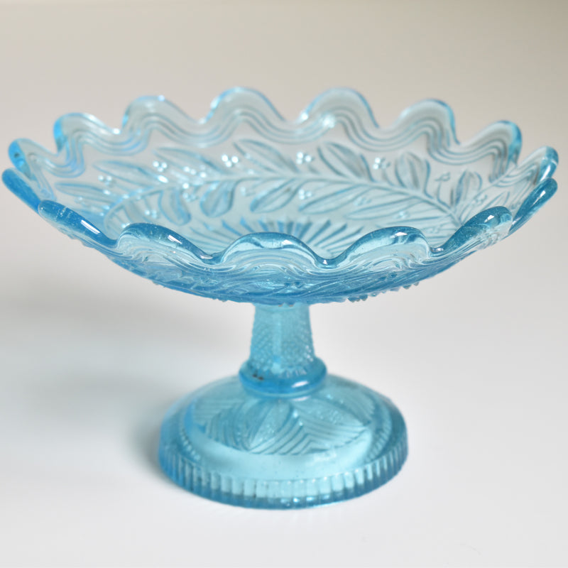 ヴィンテージ ガラスコンポティエ　Gui　ブルー