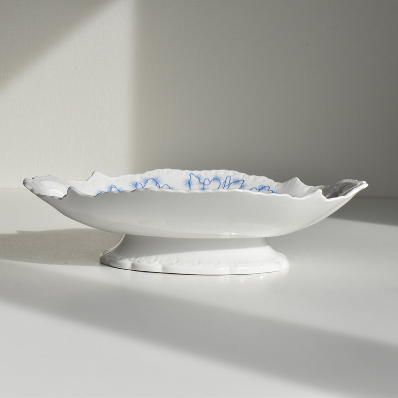 Antique compote dish LM&Cie Creil-Montereau Flora Lichen