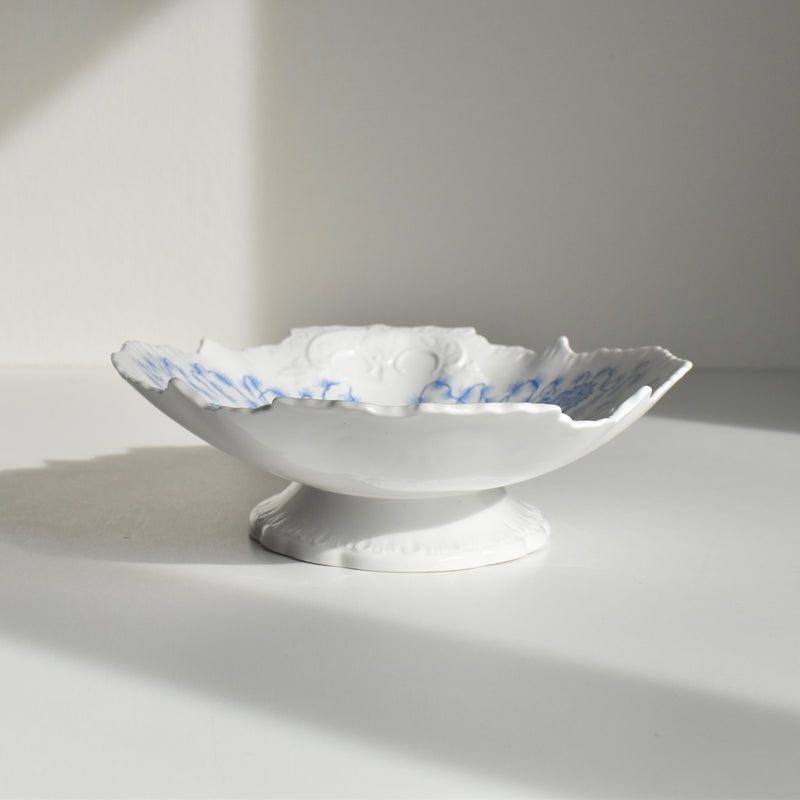 Antique compote dish LM&Cie Creil-Montereau Flora Lichen