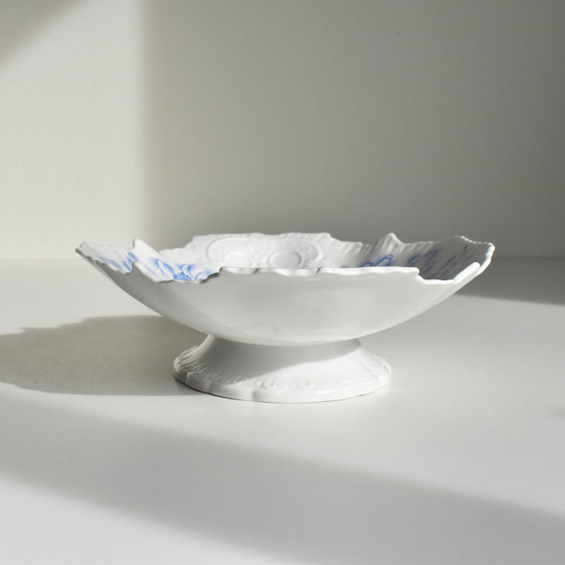 Antique compote dish LM&Cie Creil-Montereau Flora Lichen