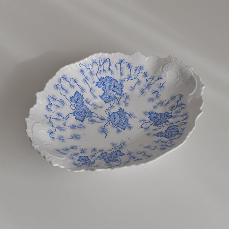 Antique compote dish LM&Cie Creil-Montereau Flora Lichen