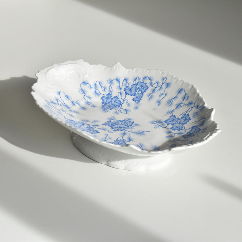 Antique compote dish LM&Cie Creil-Montereau Flora Lichen