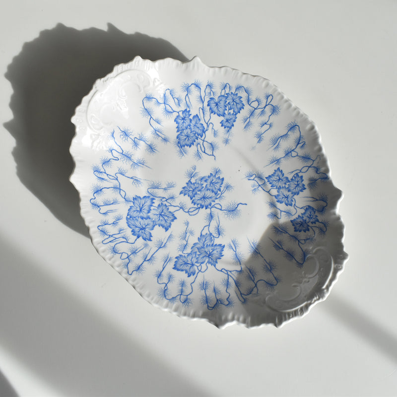 Antique compote dish LM&Cie Creil-Montereau Flora Lichen