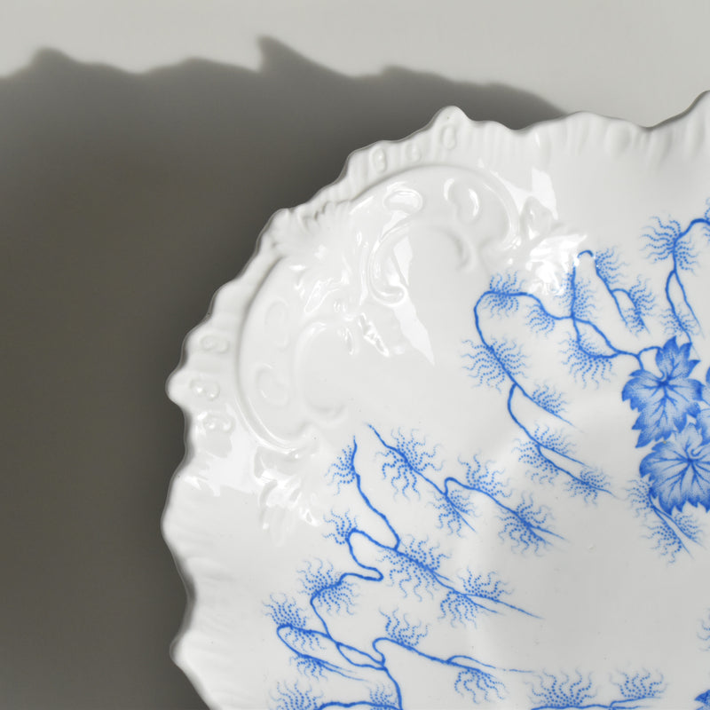 Antique compote dish LM&Cie Creil-Montereau Flora Lichen