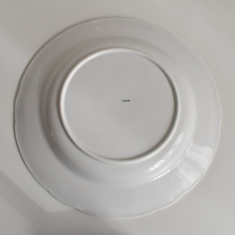Antique Large Plate LM&Cie Creil et Montereau Flora Lichen