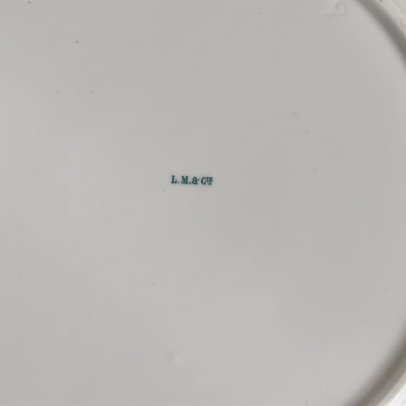 Antique Large Plate LM&Cie Creil et Montereau Flora Lichen