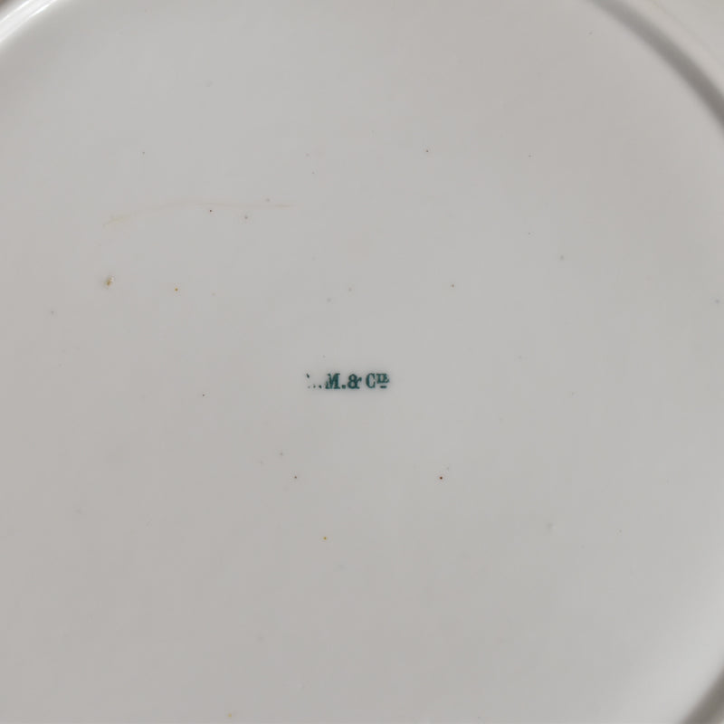 Antique Deep Plate LM&Cie Creil-Montereau Flora Lichen A