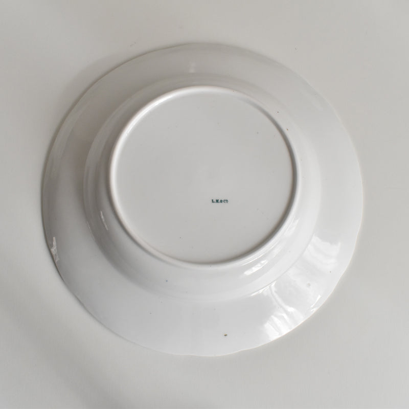 Antique Deep Plate LM&Cie Creil-Montereau Flora Lichen B