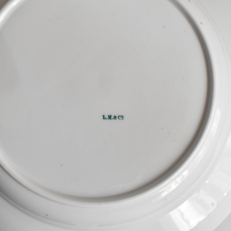 Antique Deep Plate LM&Cie Creil-Montereau Flora Lichen B