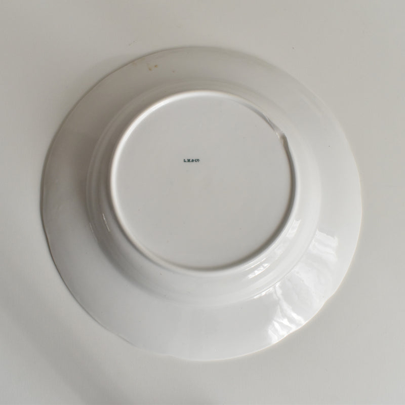 Antique deep plate LM&Cie Creil-Montereau Flora Lichen D