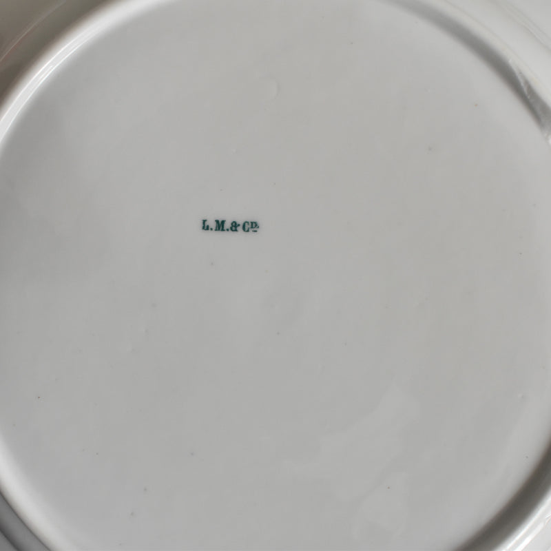 Antique deep plate LM&Cie Creil-Montereau Flora Lichen D
