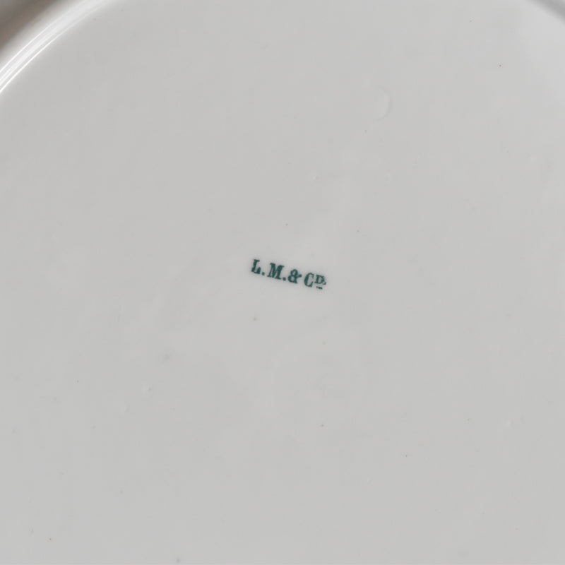 Antique deep plate LM&Cie Creil-Montereau Flora Lichen D
