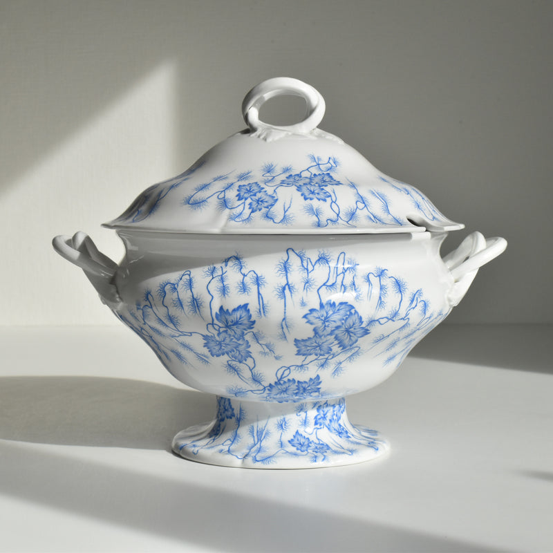 Antique soup tureen, LM&Cie Creil Montereau, Flora Lichen