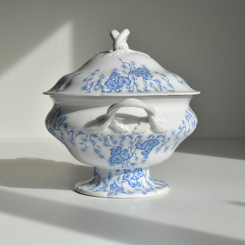 Antique soup tureen, LM&Cie Creil Montereau, Flora Lichen