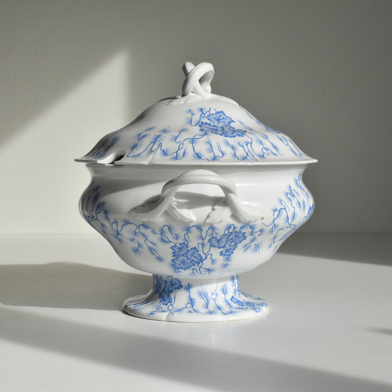 Antique soup tureen, LM&Cie Creil Montereau, Flora Lichen