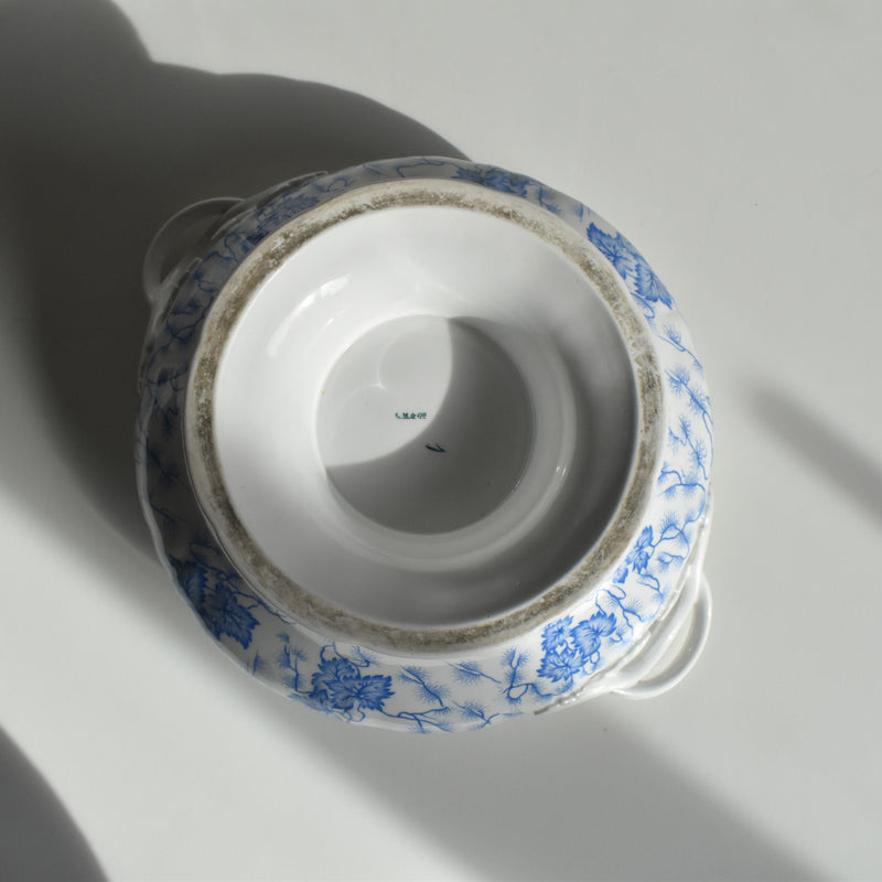 Antique soup tureen, LM&Cie Creil Montereau, Flora Lichen