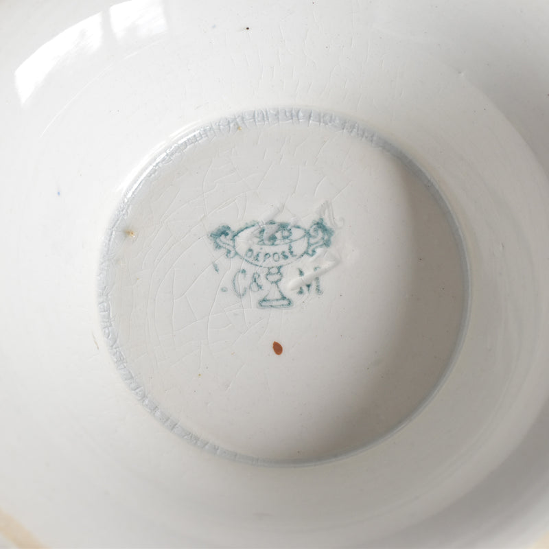 Antique Creil et Montereau Bowl, Blue & Orange