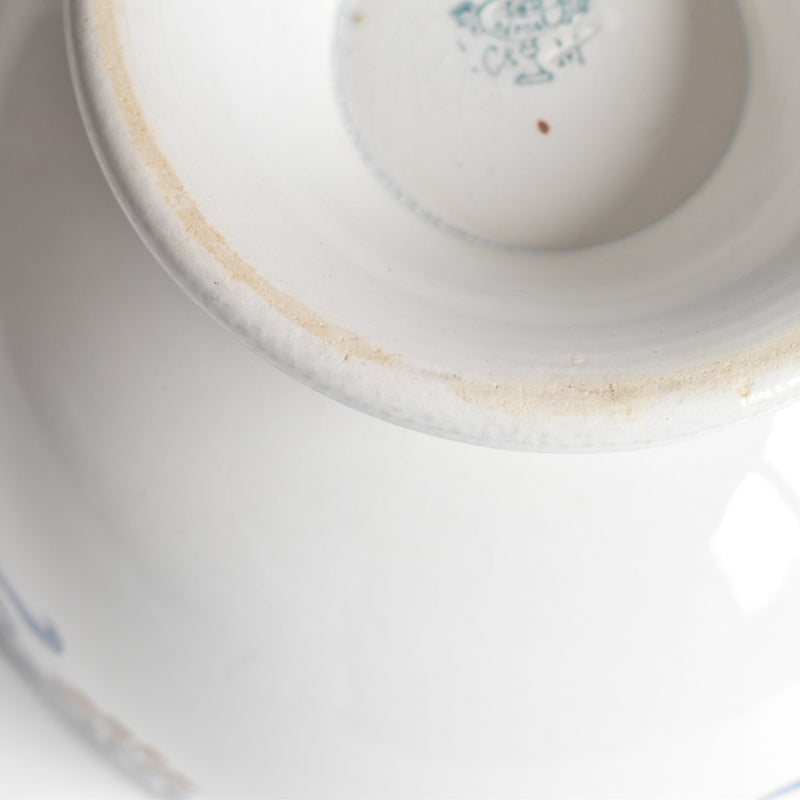 Antique Creil et Montereau Bowl, Blue & Orange