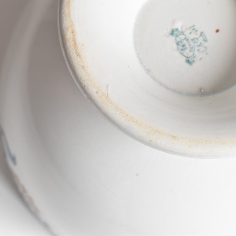 Antique Creil et Montereau Bowl, Blue & Orange