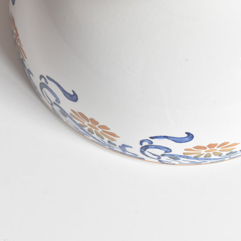 Antique Creil et Montereau Bowl, Blue & Orange