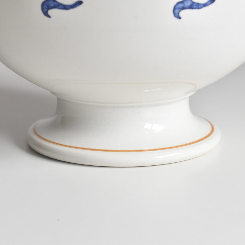 Antique Creil et Montereau Bowl, Blue & Orange
