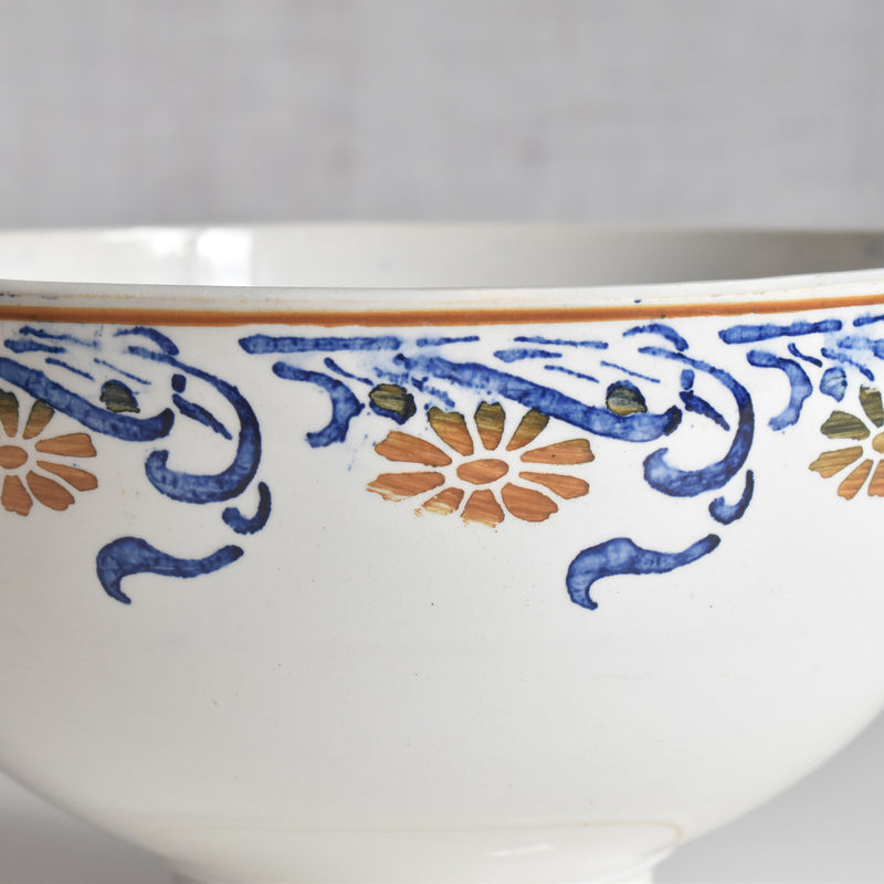 Antique Creil et Montereau Bowl, Blue & Orange