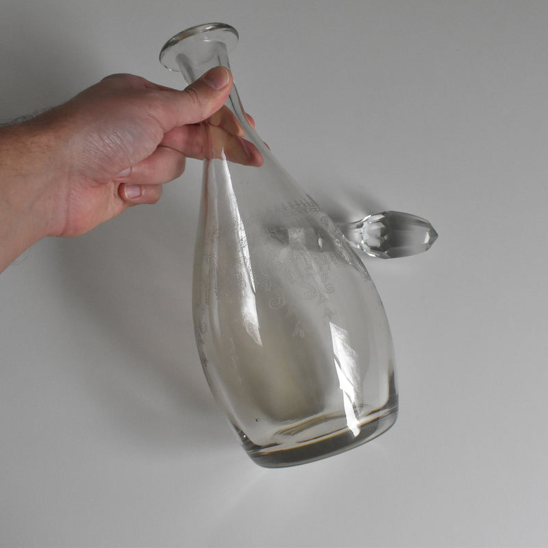 Antique Carafe, Engraved Flower