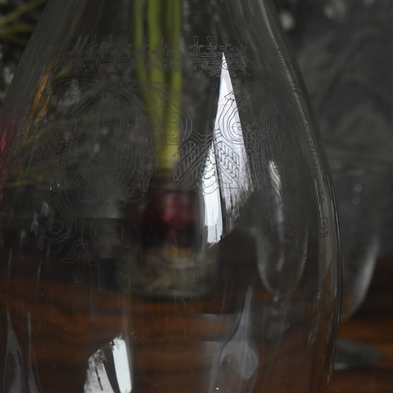Antique Carafe, Engraved Flower