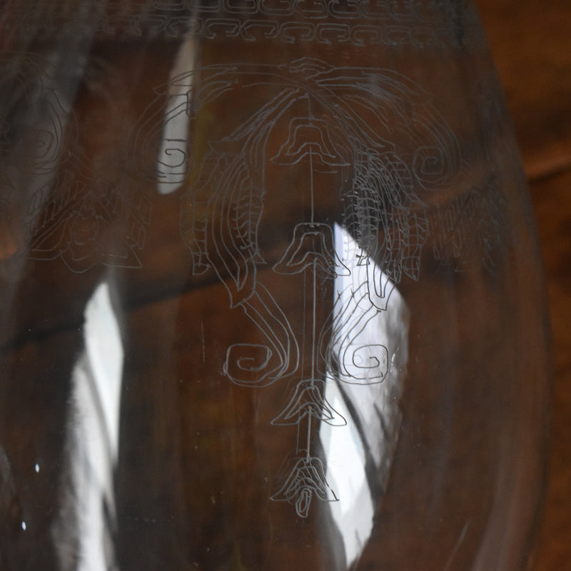 Antique Carafe, Engraved Flower