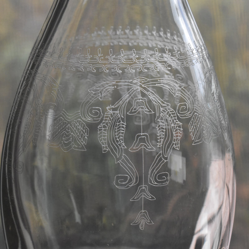 Antique Carafe, Engraved Flower