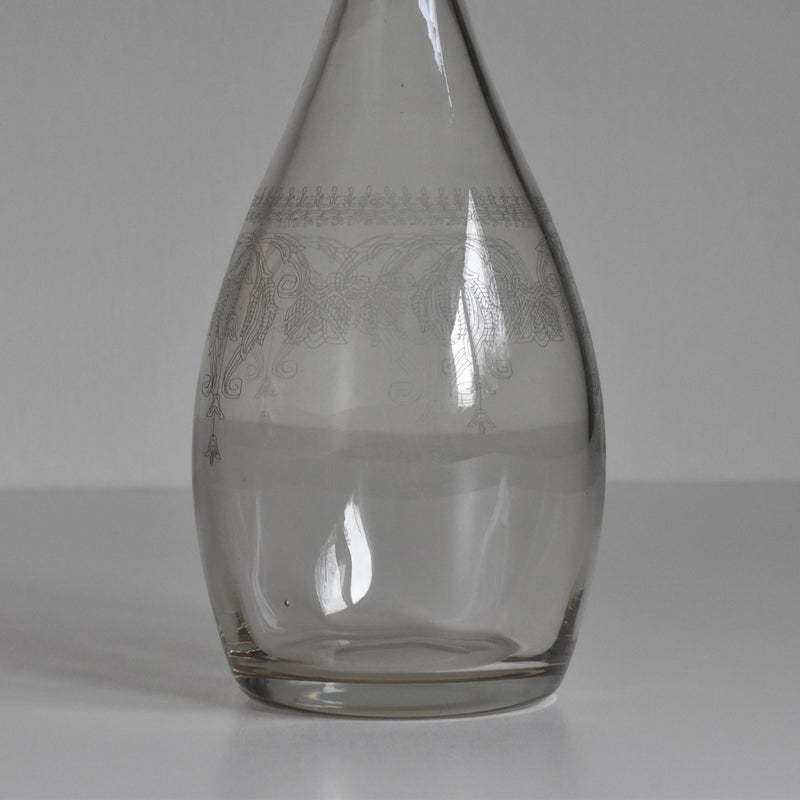Antique Carafe, Engraved Flower