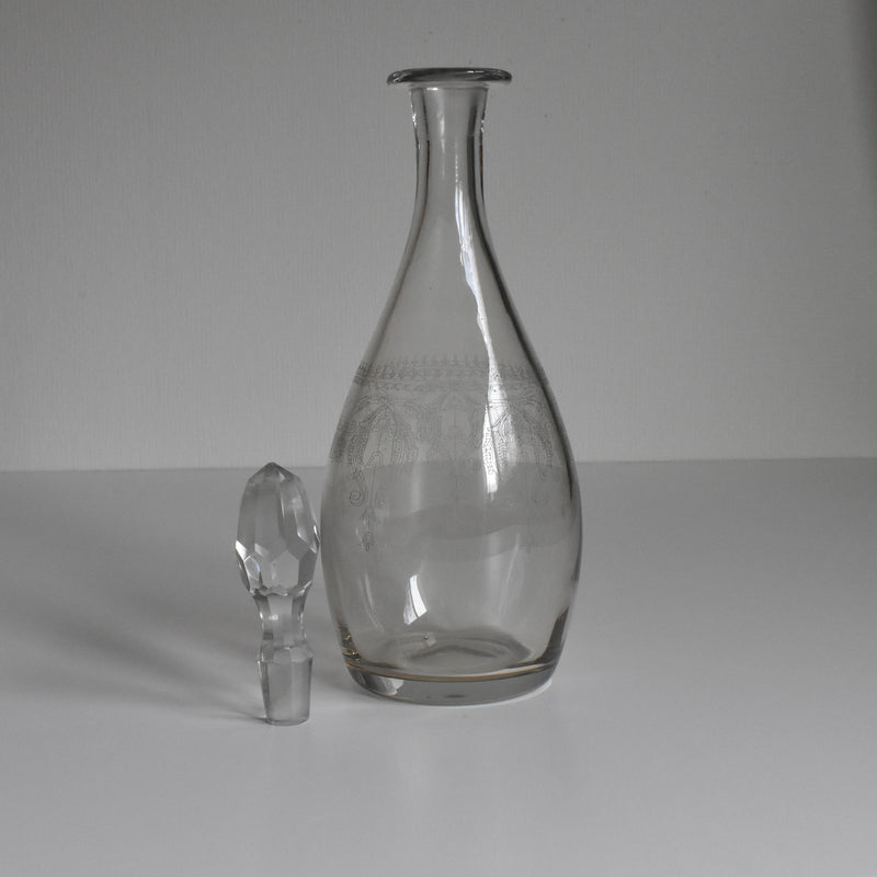 Antique Carafe, Engraved Flower