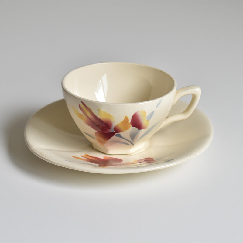 Vintage Coffee Cup and Saucer Digoin & Sarreguemines Iris 9225 B