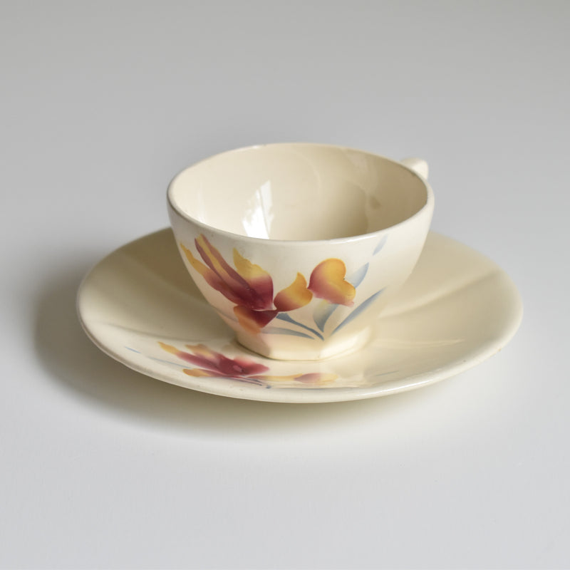 Vintage Coffee Cup and Saucer, Digoin & Sarreguemines Iris 9225 C