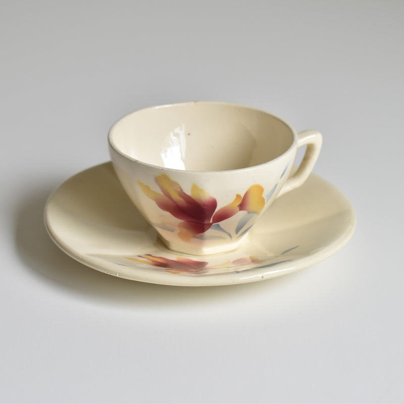 Vintage Coffee Cup and Saucer Digoin & Sarreguemines Iris 9225 D