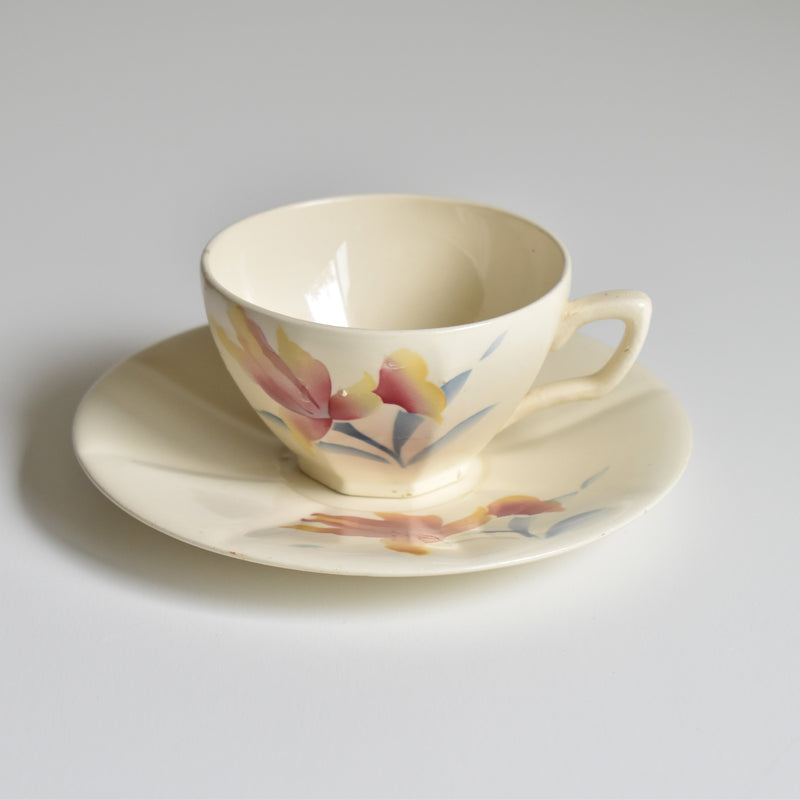 Vintage Coffee Cup and Saucer, Digoin & Sarreguemines Iris 9225 E