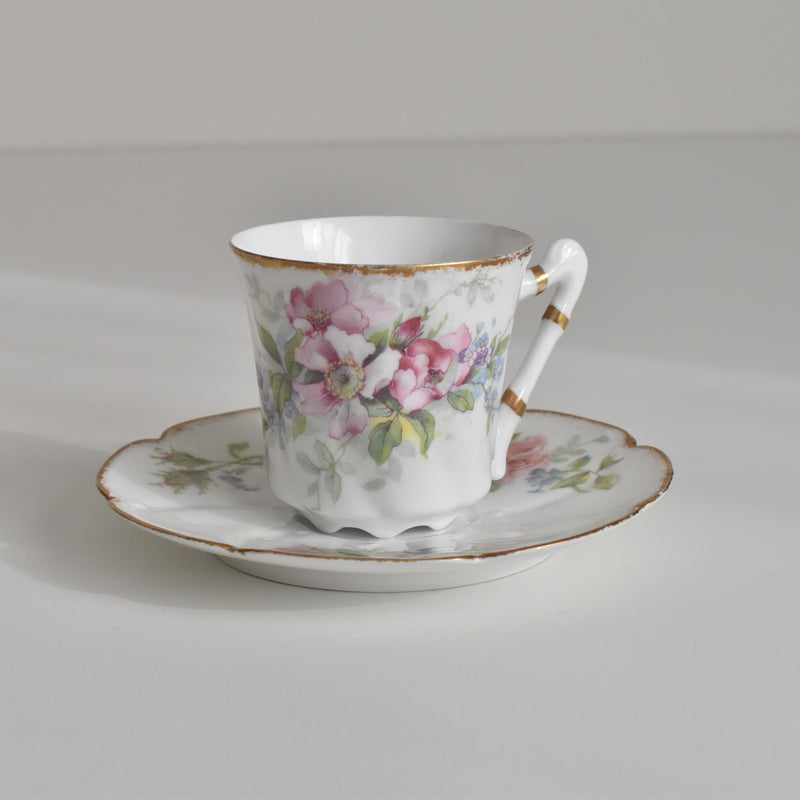 Antique Coffee Cup & Saucer, Limoges Sigismond Maas E