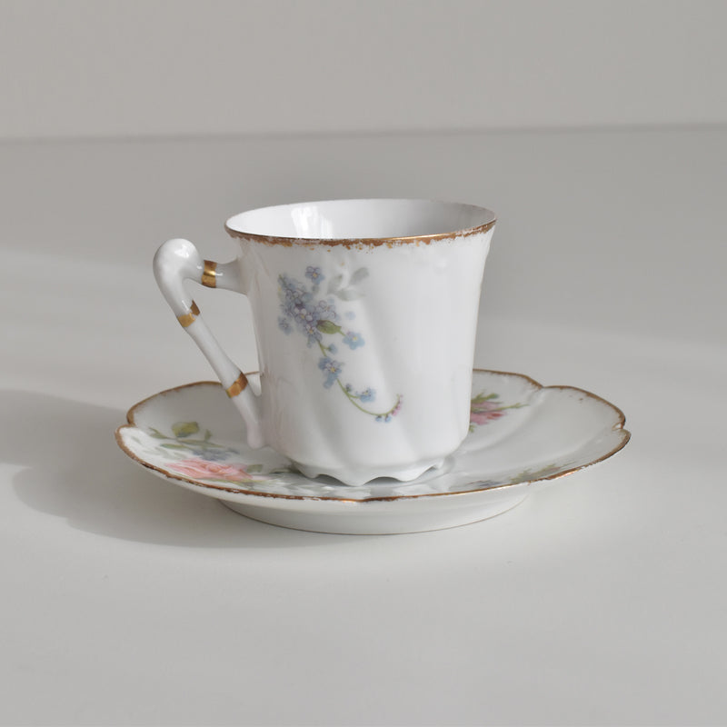 Antique Coffee Cup & Saucer, Limoges Sigismond Maas E