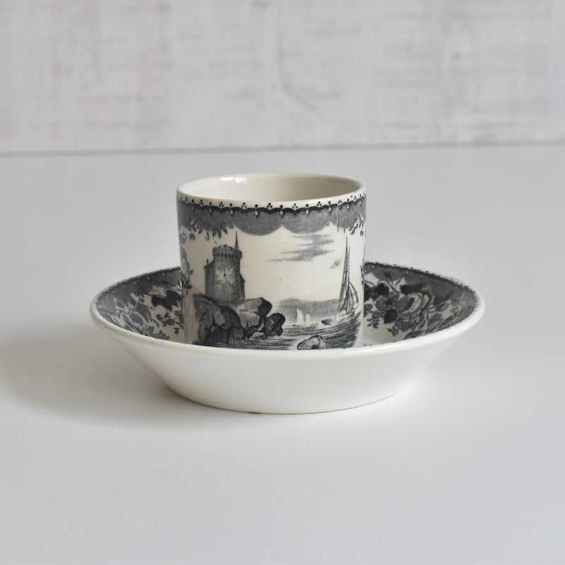 Antique Demitasse Cup & Saucer, U&C Sarreguemines, 1844 C