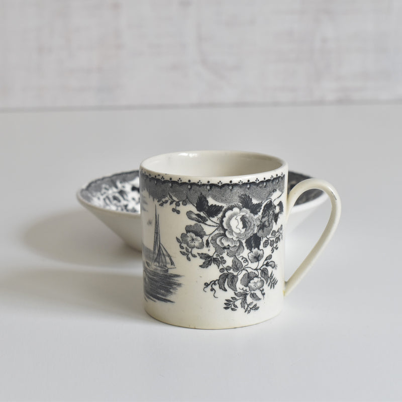 Antique Demitasse Cup & Saucer, U&C Sarreguemines, 1844 C